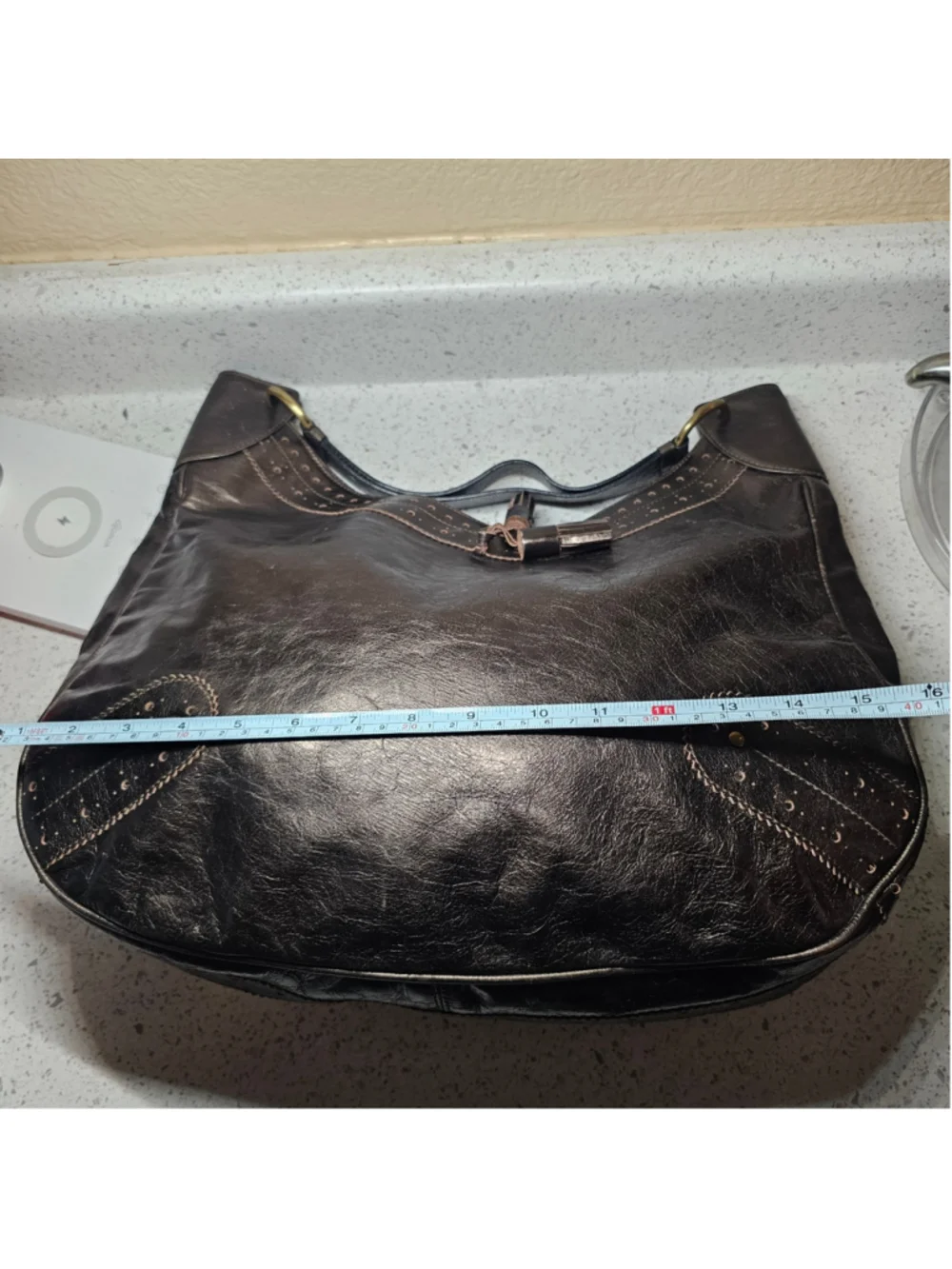 Burberry Metallic Bronze Leather Hobo Shoulder Bag